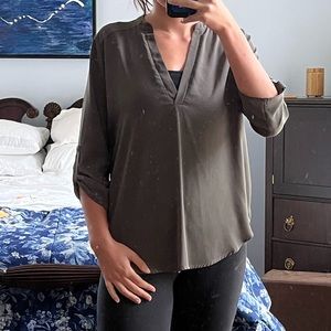 LUSH Anthropologie army green blouse, polyester